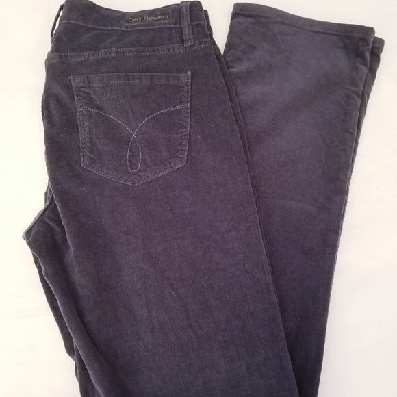 Calvin Klein Corduroy Deep Blue Green Jeans Straight Ladies Size 10 - Picture 1 of 8